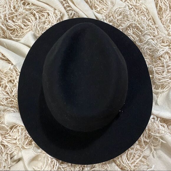 ANTHROPOLOGIE Amelia Black Fedora Wool Hat